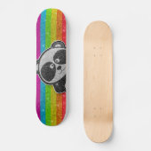 Regenboog Glitter Sparkly Black White Panda Sparkl Persoonlijk Skateboard (Voorkant)