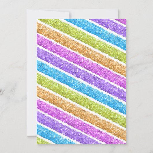 Regenboog Glitter Stripes Verjaardag Kaart (Achterkant)