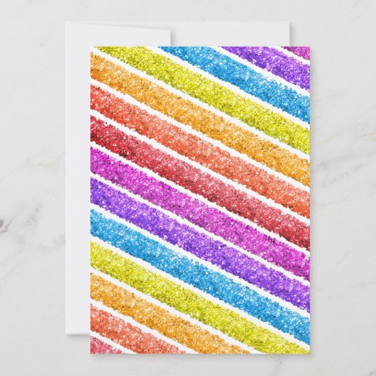 Regenboog Glitter Stripes Verjaardag Kaart (Achterkant)