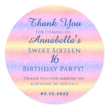 Regenboog Glitter Sweet 16 Zestien Dank u