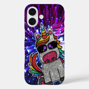 Regenboog Glitter Unicorn Sparkly Trippy Sparkles iPhone 16 Hoesje