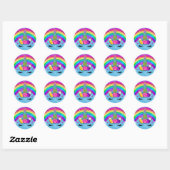 Regenboog Glitterende Eenhoorn Hoorn Feest Masker Ronde Sticker (Vel)