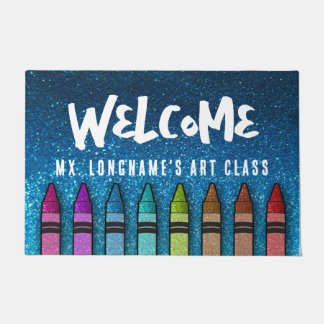Regenboog Glitterpotloden Leraar Klaslokaal School Deurmat