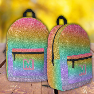 Regenboog glitters glanzende moderne meisjesrugzak bedrukte rugzak
