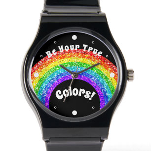 Regenboog Glitters Pride LGBT wees je ware kleuren Horloge