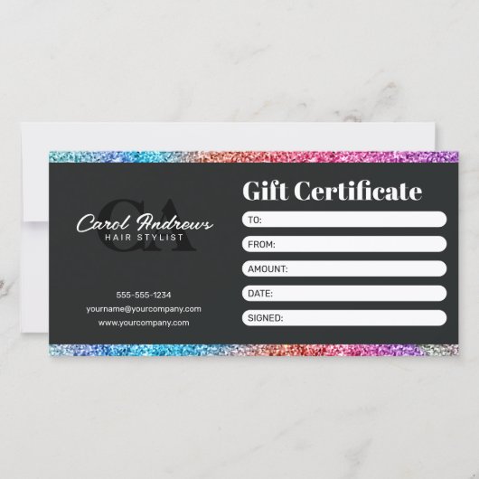 Regenboog Glitters Schitter Moderne Kapsalon (Voorkant)