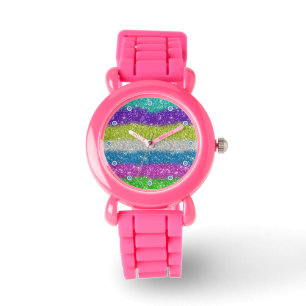 Regenboog Glitters Strepen Horloge