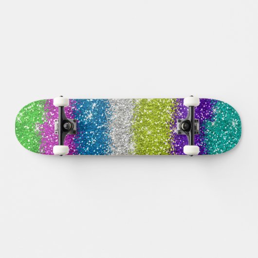 Regenboog Glitters Strepen Persoonlijk Skateboard (Horizontaal)