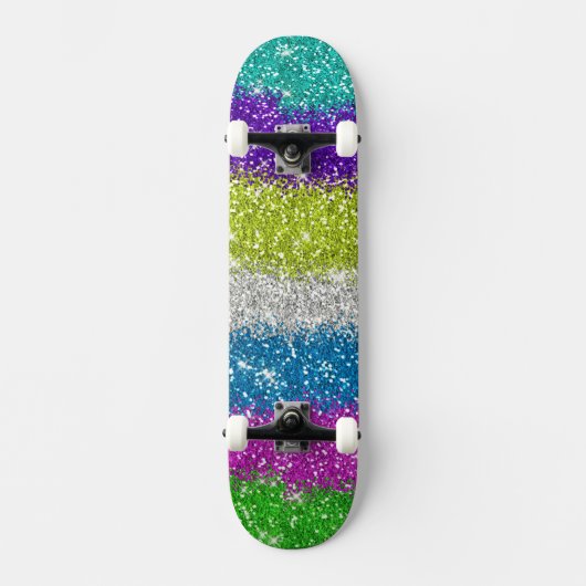 Regenboog Glitters Strepen Persoonlijk Skateboard (Voorkant)