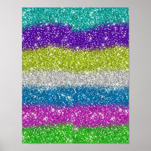 Regenboog Glitters Strepen Poster (Voorkant)