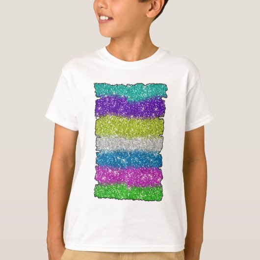 Regenboog Glitters Strepen T-shirt (Voorkant)
