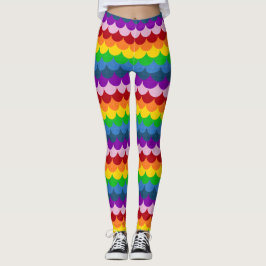Regenboog Glittery Zeemeermin Schubben Patroon Leggings