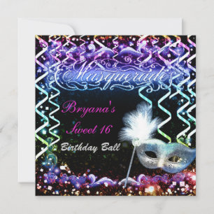 Regenboog Gloeiend Masquerade Masker Verjaardagsfe Kaart