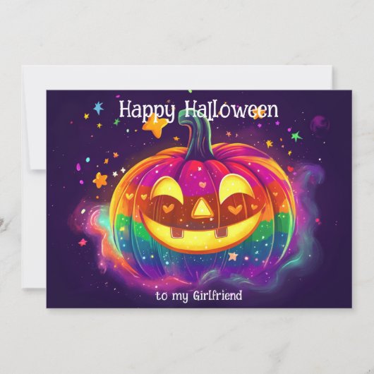 🌈🎃Regenboog Gloeiende Pompoen kaart (Voorkant)