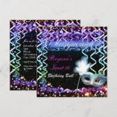 Regenboog Glow Masquerade Masker Verjaardagsfeestj Kaart (Voorkant / Achterkant)