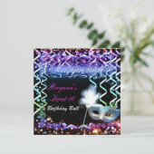 Regenboog Glow Masquerade Masker Verjaardagsfeestj Kaart (Staand voorkant)