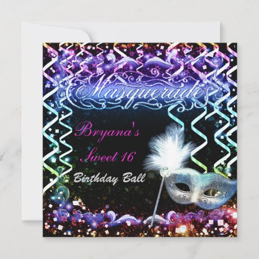 Regenboog Glow Masquerade Masker Verjaardagsfeestj Kaart (Voorkant)