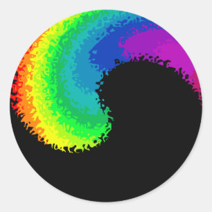 Regenboog golf yin yang ronde sticker