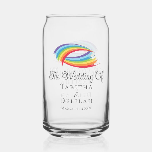 Regenboog golven mooie aangepaste bruiloft blikvorm glas (Achterkant)
