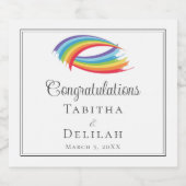 Regenboog golven mooie aangepaste bruiloft recepti sparkling wijnetiket (Enkel label)