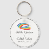 Regenboog golven mooie aangepaste bruiloft sleutelhanger (Achterkant)