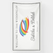 Regenboog golven mooie aangepaste LGBT bruiloft Spandoek (Verticaal)