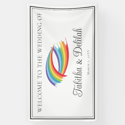 Regenboog golven mooie aangepaste LGBT bruiloft Spandoek (Verticaal)