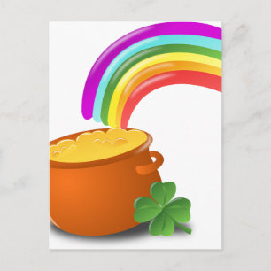 Regenboog Goud Pot Geluk Iers Hemel Ierland Kleurr Briefkaart