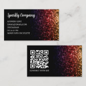Regenboog goud rode glans zwarte elegante QR-code Visitekaartje (Voorkant / Achterkant)