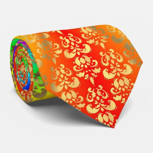 Regenboog gouden damast stropdas (Opgerold)