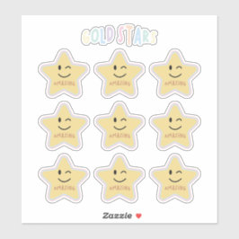 Regenboog gouden sterren sticker