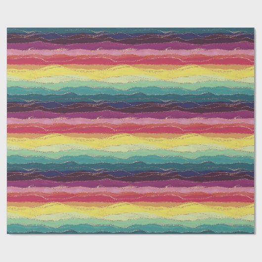 Regenboog gouden strepen cadeaupapier (Vlak)