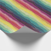 Regenboog gouden strepen cadeaupapier (Hoek)