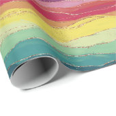 Regenboog gouden strepen cadeaupapier (Rol Hoek)