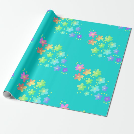 Regenboog Gradiënt Bloemen Inpakpapier (Uitgerold)