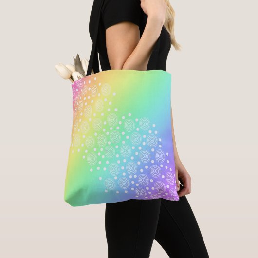 Regenboog Gradiënt Cirkels en Stippen Tote Bag (Dichtbij)