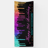 Regenboog Gradiënt Druppelende Glitter Verjaardag Spandoek (Verticaal)