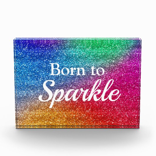 Regenboog Gradiënt Glitter Geboren om te Schittere Fotoblokken (Voorkant)