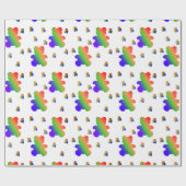 Regenboog Gradiënt Teddybeer Patroon Cadeaupapier (Vlak)