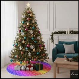 Regenboog Gradiënt Verticale Plaid Digitale Achter Kerstboom Rok