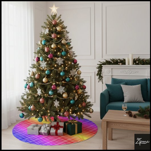 Regenboog Gradiënt Verticale Plaid Digitale Achter Kerstboom Rok