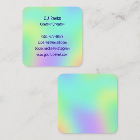 Regenboog gradiënt vierkante Visitekaartjes (Voorkant / Achterkant)