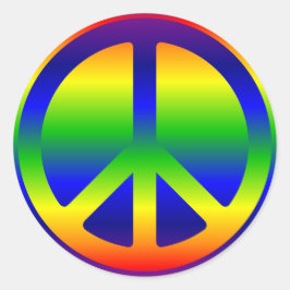 Regenboog Gradiënt Vredessymbool en Zwarte Achterg Ronde Sticker