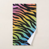 Regenboog Gradiënt Zebra Strepenprint op Zwart Bad Handdoek (Handdoek)