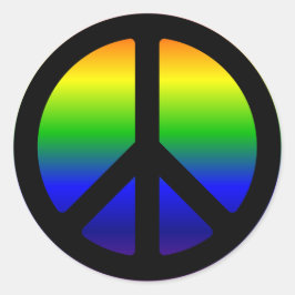 Regenboog Gradiënt Zwart Vredessymbool Ronde Sticker