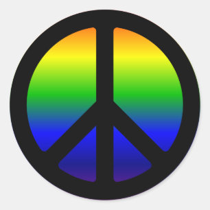 Regenboog Gradiënt Zwart Vredessymbool Ronde Sticker