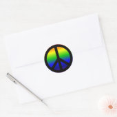 Regenboog Gradiënt Zwart Vredessymbool Ronde Sticker (Envelop)