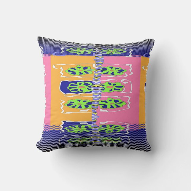 Regenboog Groen Blauw Bloemmotief Kussen (Voorkant)