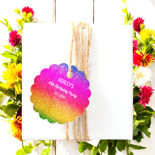 Regenboog groene roze gele oormerken bedankjes labels