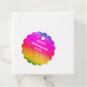 Regenboog groene roze gele oormerken bedankjes labels (In situ)